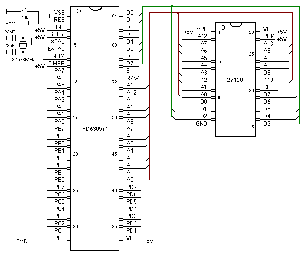 mikroprocesor HD6305Y1 z zewnętrzną pamięcią programu