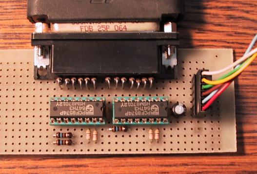 Photograph of the parallel port board