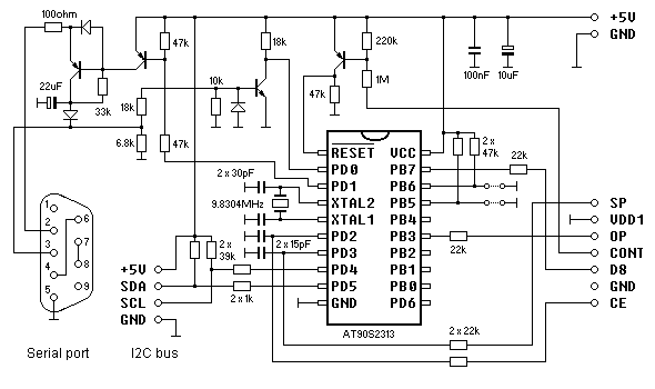 schemat interfejsu dla kalkulatora FX-602P