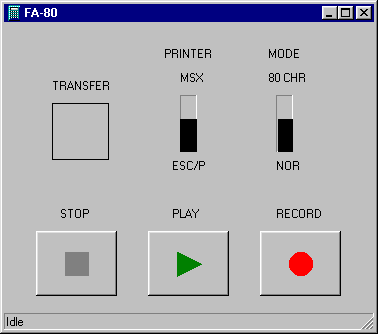 The communication utility window of the FX-8000G emulator